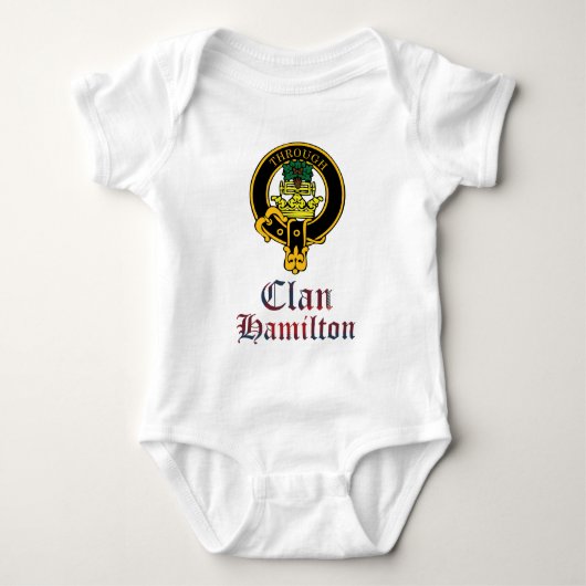 Hamilton scottish crest en tartan clan name romper (Voorkant)