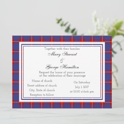 Hamilton Scottish Wedding Invitation Kaart (Staand voorkant)