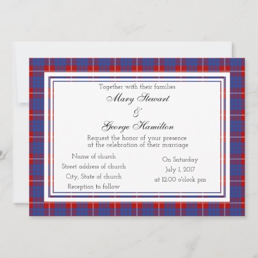 Hamilton Scottish Wedding Invitation Kaart (Voorkant)