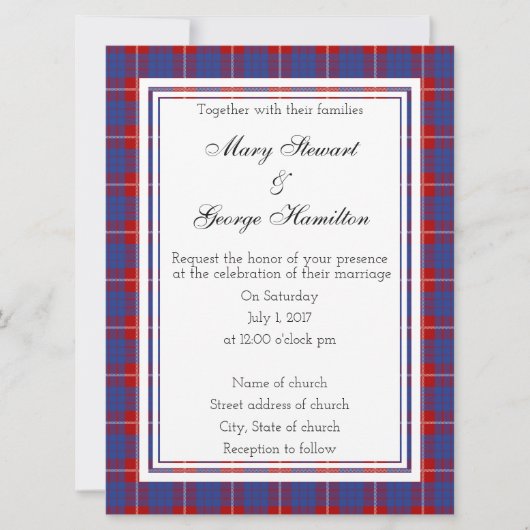 Hamilton Scottish Wedding Invitation Kaart (Voorkant)