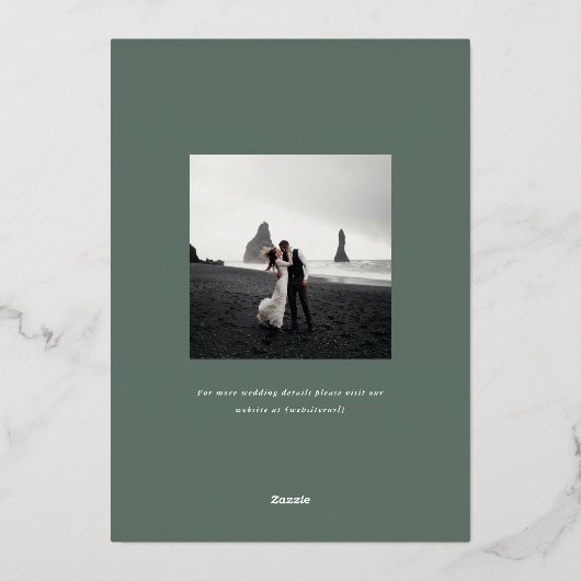 Hamilton Silver Greenery Wedding Save the Date Folie Uitnodiging (Achterkant)