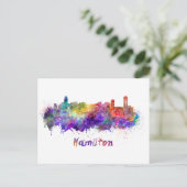 Hamilton skyline in watercolor briefkaart (Staand voorkant)