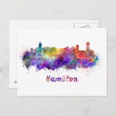 Hamilton skyline in watercolor briefkaart (Voorkant / Achterkant)