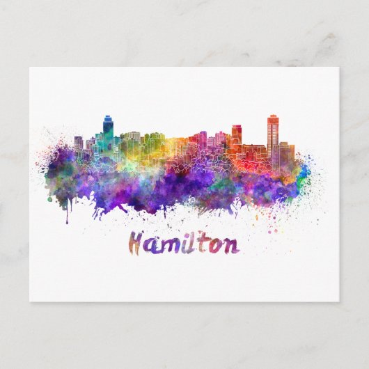 Hamilton skyline in watercolor briefkaart (Voorkant)