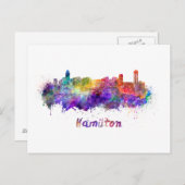 Hamilton skyline in waterverf briefkaart (Voorkant / Achterkant)