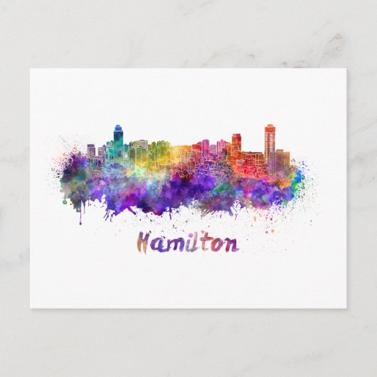 Hamilton skyline in waterverf briefkaart (Voorkant)
