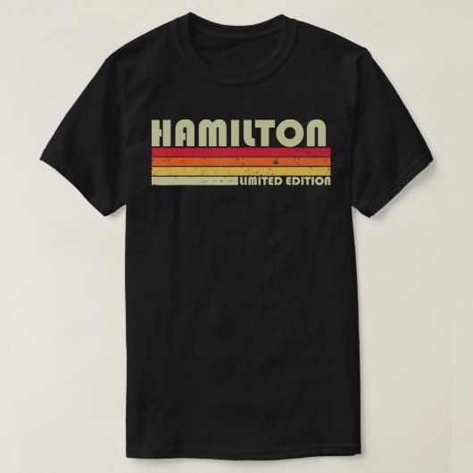 HAMILTON Surname Funny Retro  80's Birthday T-shirt (Design voorkant)