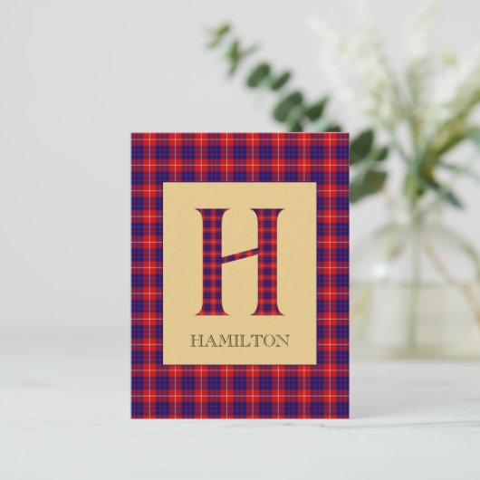 Hamilton Tartan Monogram H Briefkaart (Staand voorkant)