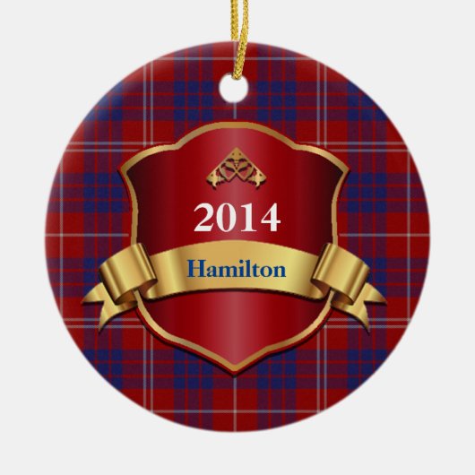 Hamilton Tartan Pset Aangepast versieringsmiddel Keramisch Ornament (Voorkant)