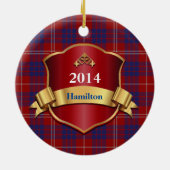 Hamilton Tartan Pset Aangepast versieringsmiddel Keramisch Ornament (Achterkant)