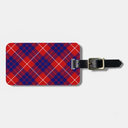Hamilton tartan red blue paars plaid bagagelabel (Voorkant horizontaal)