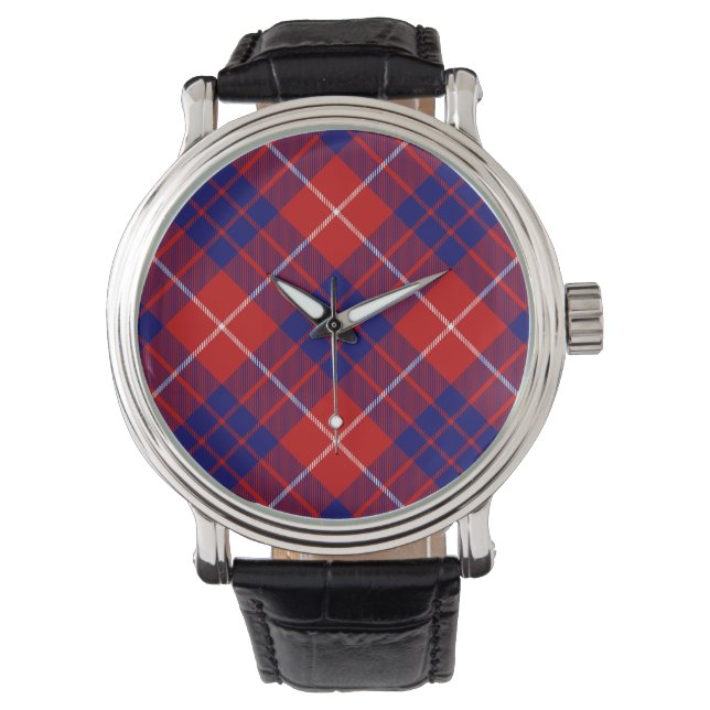 Hamilton tartan red blue paars plaid horloge (Voorkant)