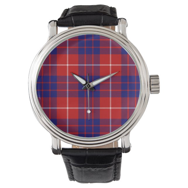 Hamilton tartan red blue paars plaid horloge (Voorkant)