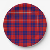 Hamilton tartan red blue paars plaid papieren bordje (Voorkant)