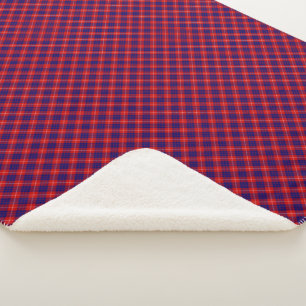 Hamilton tartan red blue paars plaid sherpa deken