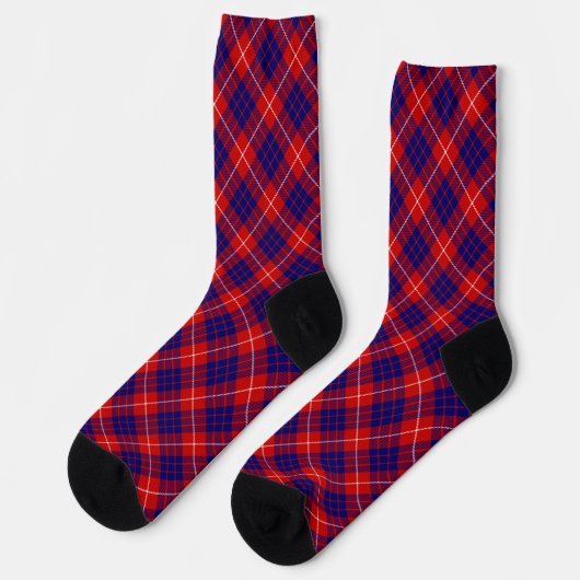 Hamilton tartan red blue paars plaid sokken (Links)