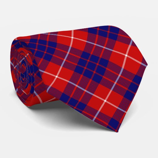 Hamilton tartan red blue paars plaid stropdas (Opgerold)