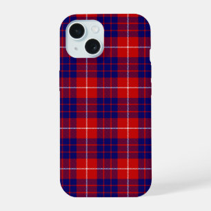 Hamilton tartan rood blauw paars geruit iPhone 15 case