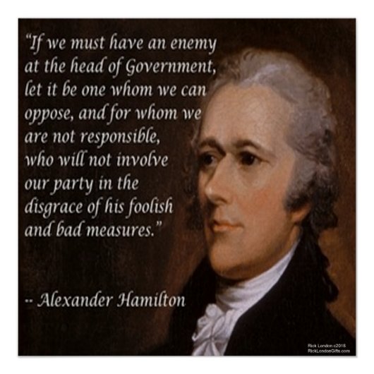 Hamilton "Tegenstander Leider" Quote Poster (Voorkant)