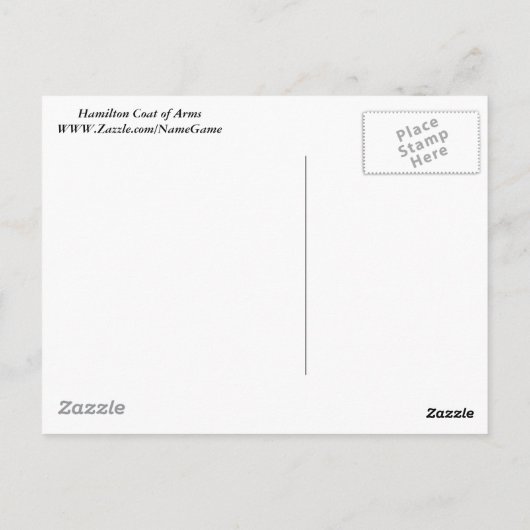Hamilton Wapen (Mantled) Briefkaart (Achterkant)