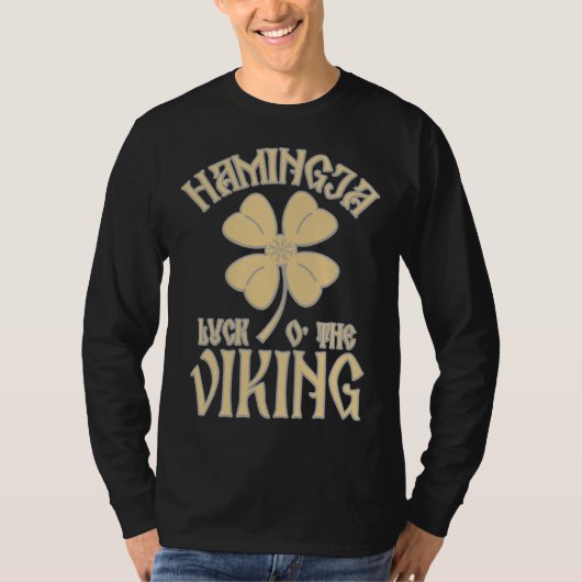 Hamingja Luck o the Viking Shamrock Aegeshjalmur V T-shirt (Voorkant)
