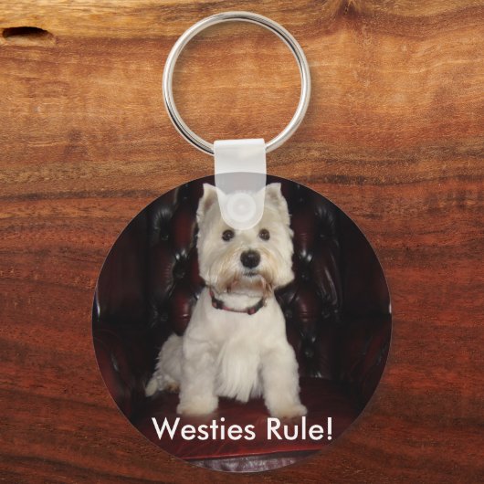 Hamish zegt sleutelhanger Westies Rule (Voorkant)