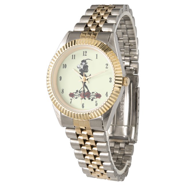 Hamlet Black Numbers Roze gezicht Horloge (Gekanteld)