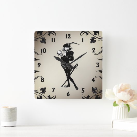 Hamlet De Bard Antiek Goud Zwart Numbers Vierkante Klok (Huis)