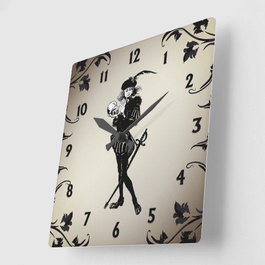 Hamlet De Bard Antiek Goud Zwart Numbers Vierkante Klok (Hoek)