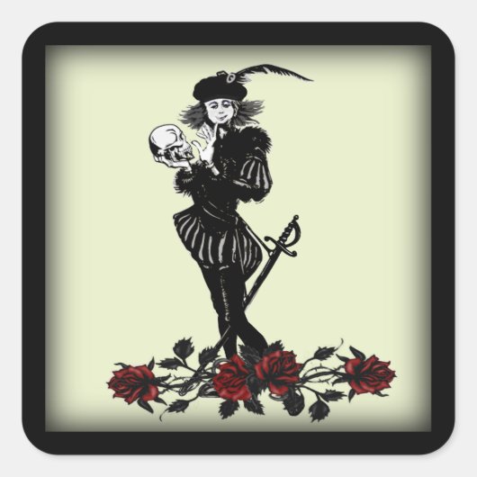 Hamlet De Bard Groene Vierkante Sticker (Voorkant)