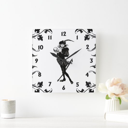 Hamlet De Bard Wit Zwart Nummers Vierkante Klok (Huis)