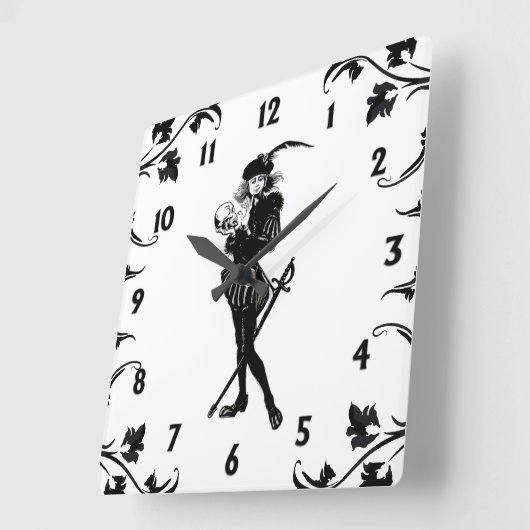 Hamlet De Bard Wit Zwart Nummers Vierkante Klok (Hoek)