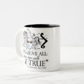 Hamlet "... eigen zelf zijn waar ..." Citaat Tweekleurige Koffiemok (Voorkant links)