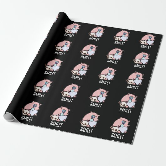 Hamlet Funny Shakepear Baby Pig Pun Dark BG Cadeaupapier (Uitgerold)
