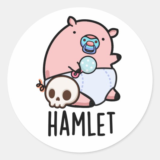 Hamlet Grappige Shakepear Baby Varken Pun Ronde Sticker (Voorkant)