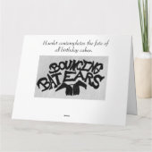 Hamlet overdenkt het lot van verjaardagstaarten kaart (Achterkant)