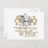 Hamlet "own self be true" Citaat (Gold Version) Briefkaart (Voorkant / Achterkant)