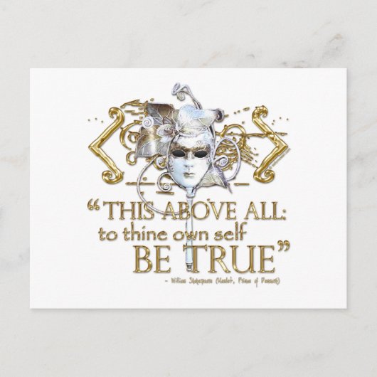 Hamlet "own self be true" Citaat (Gold Version) Briefkaart (Voorkant)