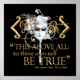 Hamlet "own self be true" Citaat (Gold Version) Poster