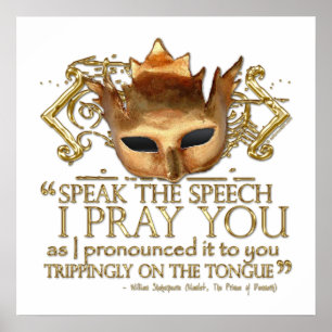 Hamlet "praat de toespraak ..." Citaat (Gold Versi Poster