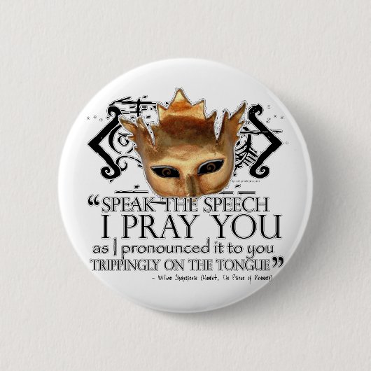 Hamlet "Spreek de toespraak ..." Ronde Button 5,7 Cm (Voorkant)