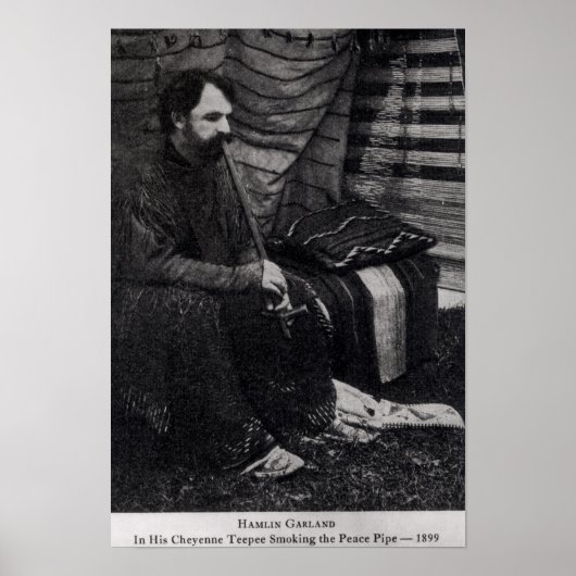 Hamlin Garland in zijn Cheyenne Teepee Roking Poster (Voorkant)