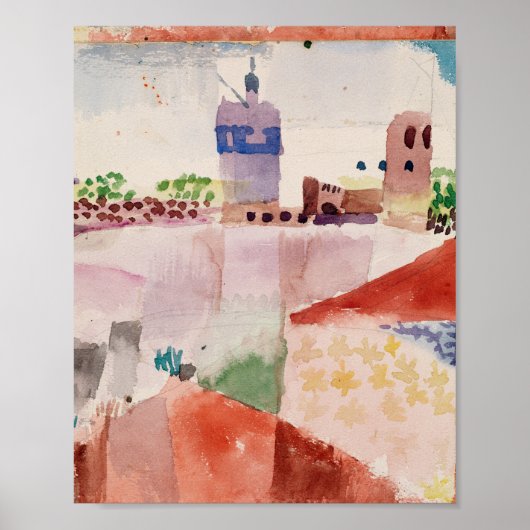 Hammamet met zijn moskee: Paul Klee 1914 Poster (Voorkant)