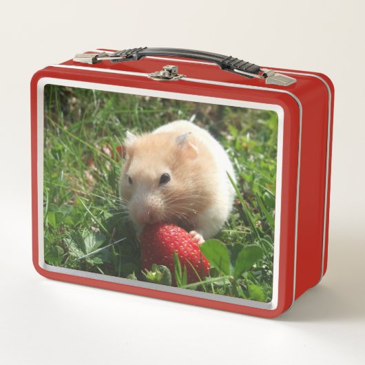 Hammen met aardbeien Metaal Lunchbox (Voorkant)