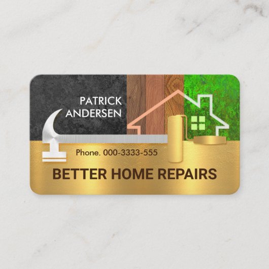 Hammer Brush Border Timber Home Landscape Visitekaartje (Voorkant)