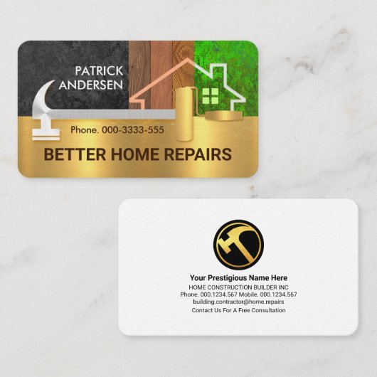 Hammer Brush Border Timber Home Landscape Visitekaartje (Voorkant / Achterkant)