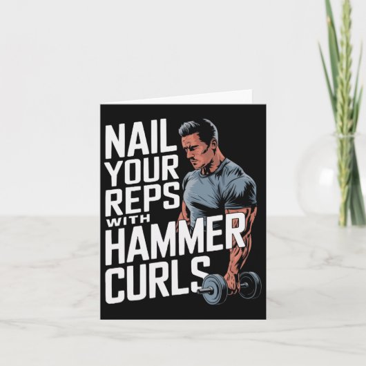 Hammer Curls Bodybuilding Fitness Workout Gym Kaart (Voorkant)