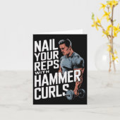 Hammer Curls Bodybuilding Fitness Workout Gym Kaart (Gele Bloem)