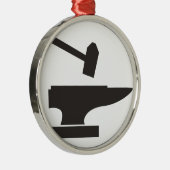 Hammer en aambeeld metalen ornament (Rechts)