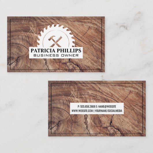 Hammer en Chisel | Houtkorrels Visitekaartje (Voorkant / Achterkant)